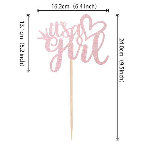 1 PCS It's a Girl Cake Topper Pink Glitter Sweet Baby Girl Cake Picks Baby Shower Cake Decorations for Gender Reveal Girls 1st Birthday Party Supp...