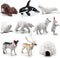 Mini Arctic Animals Toys Set 10PCS Polar Animal Figurines Toy Play setIncludes Polar Bear Seal Reindeer Wolf Rabbit Arctic Fox Igloo for ToddlersB...
