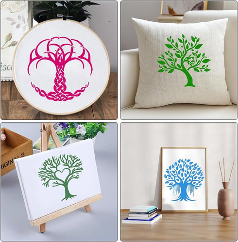 16 Pcs Tree Stencils for Painting on Wood, 6 x 6 Inch Tree of Life Stencil Small Palm Tree Drawing Template for Canvas, Wall, Floor, DIY Art Craft...