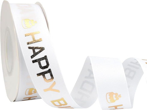Happy Birthday Ribbon for Gift Wrapping 1 Inch 25 Yards Ribbon for Cakes Happy Birthday Ribbon for Bouquet Curly Bows for Gift Wrapping Birthday D...
