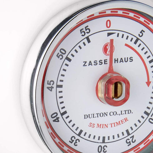 Zassenhaus Magnetic Retro Kitchen Timer, Classic Mechanical Cooking Timer (White)...