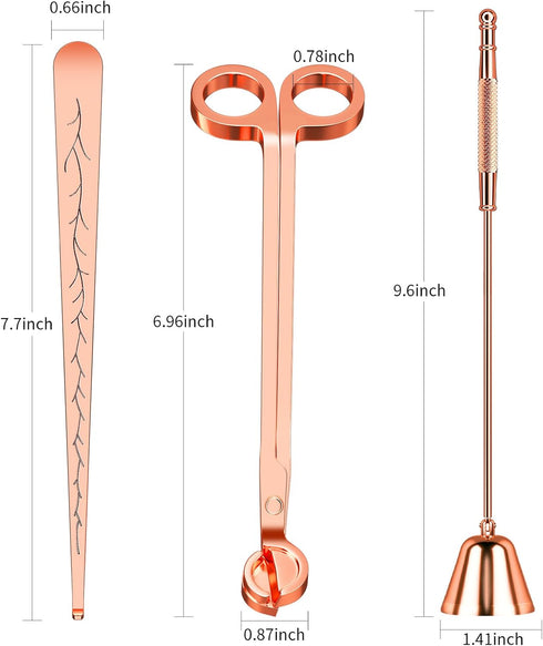 Calary 3 in 1 Candle Care Kit - Wick Trimmer, Snuffer & Dipper Set (Rose Gold)...