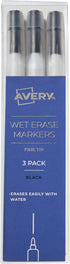 AVERY Wet Erase Markers, Fine Tip Markers, Smudge-Free and Quick-Drying, Black, Water-Erasable Markers for Planner Dashboards, Whiteboards and Mor...