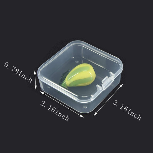 25 Packs Small Square Containers Case Organizer with Hinged Lids Clear Plastic Beads Storage Box for Jewelry, Pills, Crafts (2.17" 2.17" 0.8")...