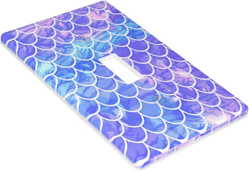 Purple Mermaid Scales Single Toggle Light Switch Plate Cover Decor Wall Plate Cover For Home Bedroom Kitchen Decorative 4.5 * 2.76 Inches Standard...