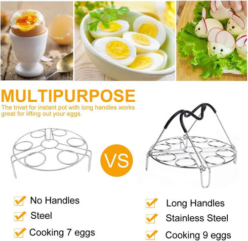 Egg Steamer Rack Trivet with Heat Resistant Handles for Instant Pot Accessories 5,6,8 Quart & Pressure Cooker, Stainless Steel...
