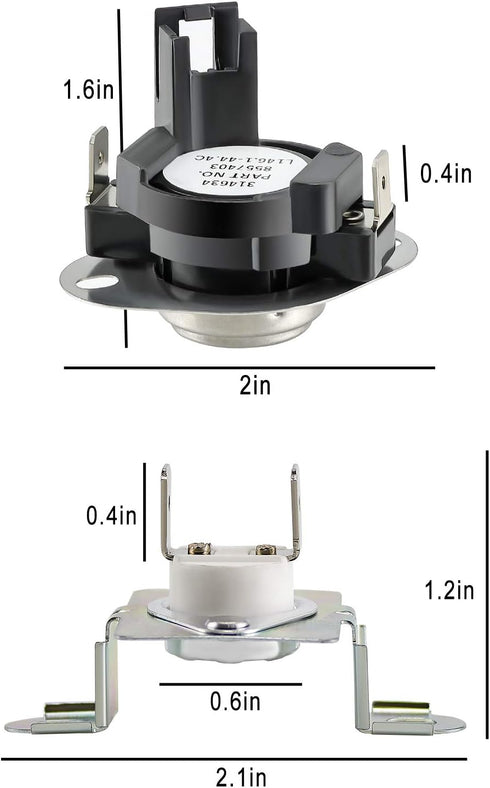 280148 Thermal Cut Off Kit Includes 8557403 Thermostat & 8318314 Thermal Fuse-Replaces 280148VP 1175772 AP3874047 PS991443 EAP991443