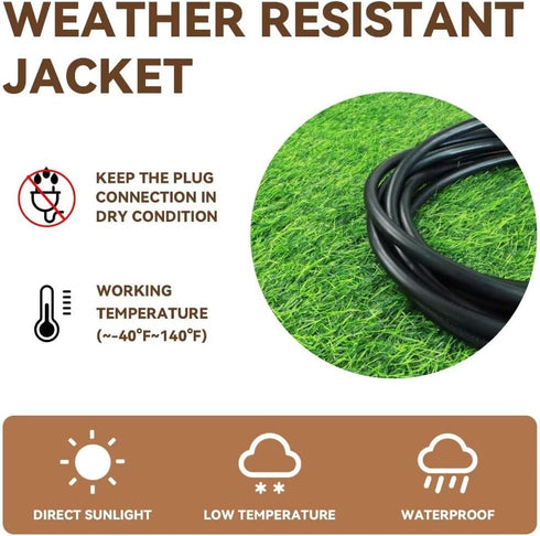 1 ft Lighted Outdoor Extension Cord - 12/3 SJTW Heavy Duty Black Extension Cable with 3 Prong Grounded Plug - 15AMP Power Cord for Lawn, Garden, A...