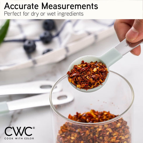 COOK WITH COLOR Measuring Cups Set and Measuring Spoon Set, Stainless Steel Handles, Nesting Kitchen Measuring Set, Liquid Measuring Cup Set, 12 P...