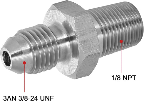 EVIL ENERGY 3AN Male Flare to 1/8" NPT Pipe Fitting Adapter Stainless Steel Straight...