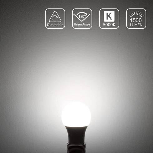 Lepro Dimmable LED Light Bulbs 100 Watt Equivalent, 14W 1500LM Daylight White 5000K, A19 E26 Standard Medium Base, UL FCC Listed, 15000 Hour Lifet...