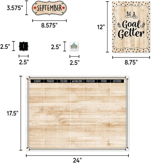 CTP Core Décor Black, White, and Wood Calendar Set Bulletin Board Top Classroom Decorating Accents (Creative Teaching Press 10920)...