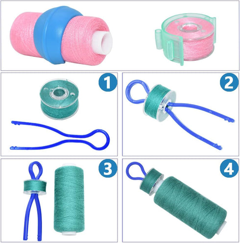 142 Pcs Bobbin Thread Organizing Clips, 70 Bobbin Holder Clips Color Thread Clips Holder, 32 Silicone Holder Bobbin Holders, 40 Bobbin Thread Hold...