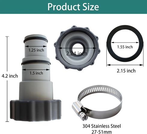 Pool Hose Adapter 1 1/4 to 1 1/2 Pool Hose Adapter 1.25 to 1.5 Pool Hose Adapter 1 1/2 Pool Hose Adapter 1 1/4 Hose Adapter Pool 1.5" and 1.25" Ty...