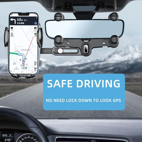 Car Phone Mount, 360 Rotatable and Retractable, Anti-Shake Design, Compatible with Samsung, iPhone, Sony......