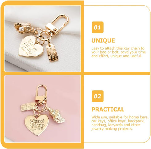 jojofuny Key Chain for Women Ladies 4 Pcs Pearl Shell Shape Key Ring Lovely Keychains for Girls Dree up Accessories...