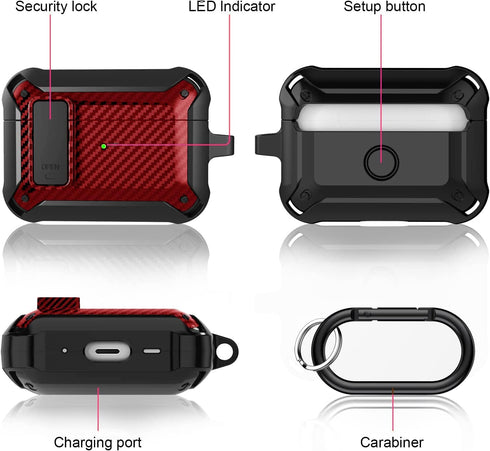 Airpods Pro Case Cover for Men Lock with Cleaner kit, Military Armor Series Full-Body AirPod Pro Case with Keychain Cool Air Pod Pro Shockproof Pr...
