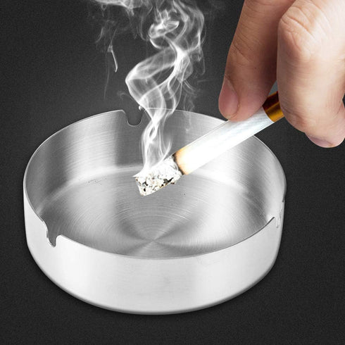 Pack of 4 Ashtray Round Stainless Steel Cigarette Ashtray Set for Hotel, Restaurant, Outdoors and Indoor...