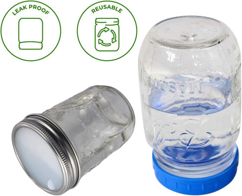 Leak Proof Platinum Silicone Sealing Lid Inserts/Liners for Mason Jars (10 Pack, Regular Mouth)...