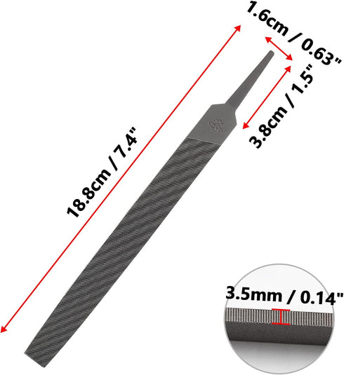 6 Inch Flat Medium Cut File, High-Carbon Steel Double Cut Teeth Single Hand File Without Handle Suitable for Wood, Metal, Sharpening...