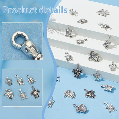 PH PandaHall Tibetan Turtle Shaped Alloy Charms, Vintage Turtle Pendant Turtle Charms for Bracelet Necklace Jewelry DIY Crafting...