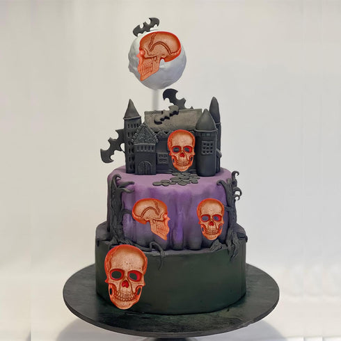 Creative Skeleton Head Skull Silicone Cake Decoration Mold 2 Pcs, Skeleton Head Fondant Mold for Cake Decoration Candy Sugar Cupcake Topper Cake P...