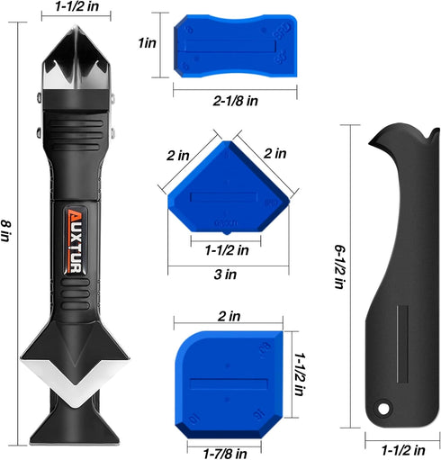 Silicone Caulking Tool, 3 in 1 Caulking Finishing Tool Kit(Stainless Steelhead), Grout Removal Tool, Caulk Remover for Bathroom, Kitchen, Floor, W...