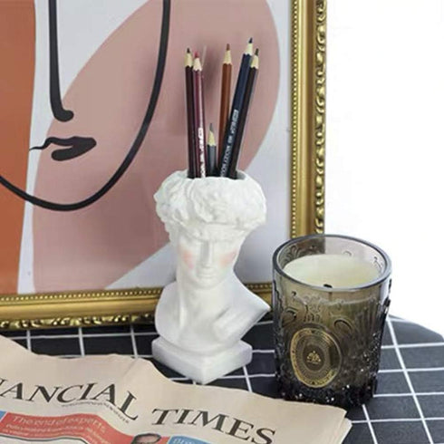Lemonadeus Unique David Sculpture Decor Makeup Brush Holder Storage Cosmetic Organizer Make Up Brushes Display/Vase/Penholder...