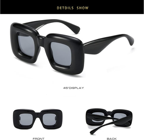 Cute Square Inflated Sunglasses for Women Men Chunky Candy Color Glasses Y2K Hip Hop Punk Shades...