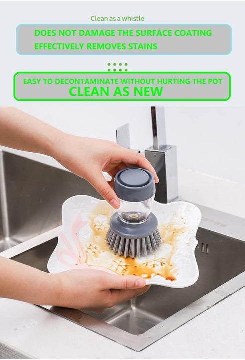 Dishwashing Brush with soap Dispenser, soap Dispensing Palm Brush, dishwashing Kitchen Brush, dishwashing Brush for Washing and Cleaning of pots a...
