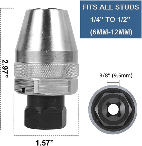 Damaged Bolt and Stud Extractor Tool 3/8" Drive Broken Stud Remover Bolt Extractor Fit 1/4" to 1/2" Rounded Studs for Broken, Rounded Off, Painted...