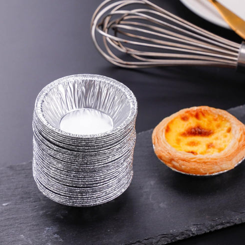 Kichvoe Egg Tart Molds 250pcs Disposable Mini Pie Pans Aluminum Foil Baking Pan Round Nonstick Dessert Cups Bakeware for Cupcake-2.7Inch...