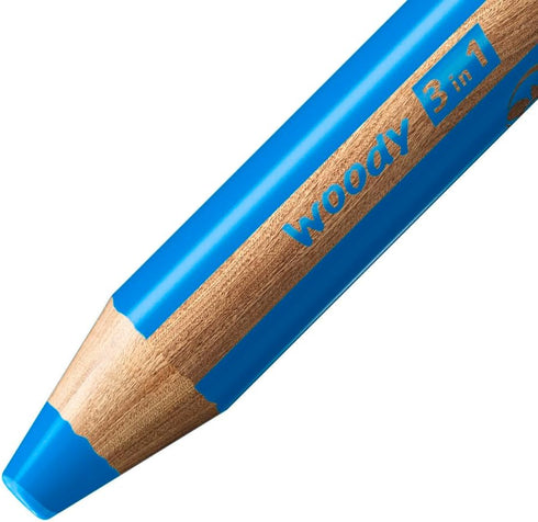 STABILO Woody 3 in 1 Multi Talent Pencil Crayon - Cyan Blue (Pack of 5)...