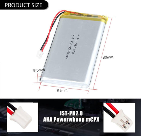 3.7V 4500mAh 955178 Lipo Battery Rechargeable Lithium Polymer ion Battery Pack with PH2.0mm JST Connector...