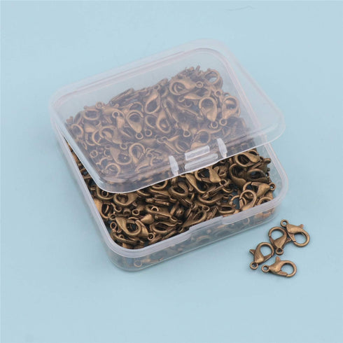 YAKA100pcs Alloy Lobster Clasps Clip DIY Necklace Jewelry Finding Making Accessories Fastener Hook (Antique Bronze, 12x7mm/0.47x0.27inch)...