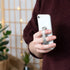 kwmobile Universal Elastic Finger Holder for Smartphones - PU Leather Stretch Grip Finger Strap with Stand Compatible with All Smartphones - Silve...