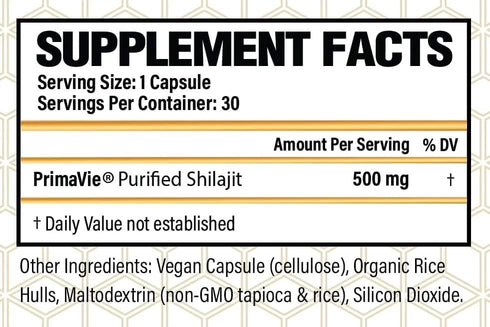 CHOQ® Shilajit - Over 50% Fulvic Acid, 500 mg Vegan Capsules, Energy, Brain, Focus, Collagen, Hormones, Mitochondrial Function, Urolithin A, Lab-T...