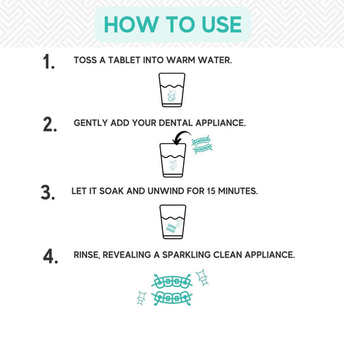 Retainer Cleaner Tablets - Mint Flavor Denture Cleaning Tablets & Invisalign Cleaner - Mouth Guard Cleaner Tablets, Denture Cleaner, Aligners & Ni...