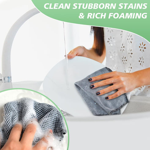 SINLAND Microfiber Dish Cloths Wash Clothes for Kitchen Best Kitchen Cloths Cleaning Cloths Poly Scour Side 12"x12" (5Pack, Dark Grey)...