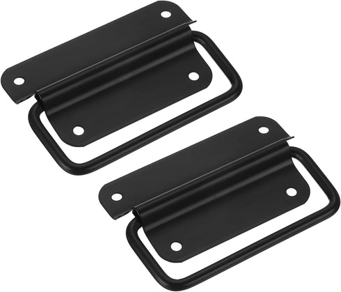 uxcell Chest Handles, 2Pcs - Stainless Steel Folding Handle, Pull Handles for Wooden Box Tool Box Industrial Equipment Box Cutting Board Trunk (Bl...