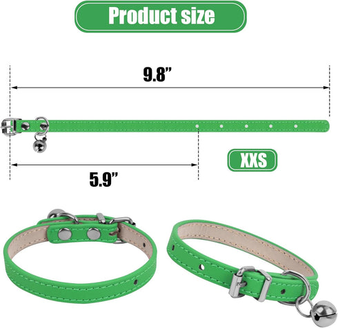 XXS Dog Collar Teacup Dog Collar, Green Dog Collar, Teacup Dog Collar for Small Dogs Cats,Green, 3/8 inch Width...