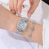 CdyBox 3Pack Classic Ladies Square Watches with Blue Hands Digital Watch Quartz Wristwatches with Inlay Diamond Strap...