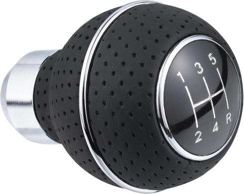 Abfer Manual Shifter Knob Car Leather Gear Head Stick Shift Knobs 5 Speed Fit Most Vehicle Truck, Silver...