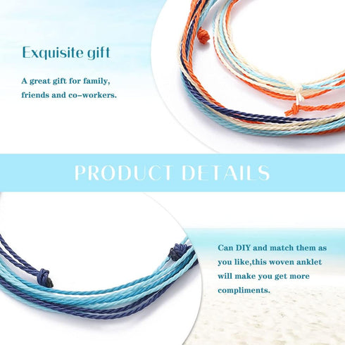 Summer Beach Layered Colorful Anklets Boho Rope Ankle Bracelets for Women...