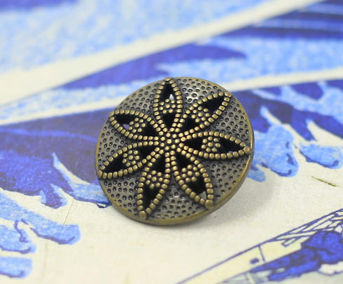 Bezelry 12 Pieces Marquise Petals Metal Shank Buttons 20mm (3/4 inch) (Antique Brass)...
