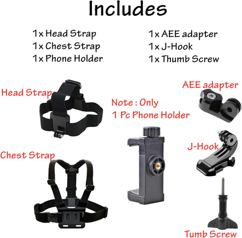 Phone Chest Mount Harness Vest and Head Strap Clip Holder for POV/VLOG, Compatible with iPhone,Samsung,GoPro Hero,DJI Osmo,AKASO and Action Camera...