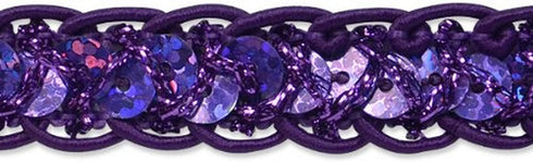 Thea Sequin Braid Cord Trim, 1/2-Inch Versatile Sequins for Crafts, Durable for Costumes or Party Decorations, 20-Yard Cut, Purple...