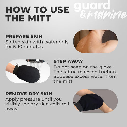 GUARD&MARINE Exfoliating Korean Bath Gloves (Tirkish Kessa Mitts) for Body Scrub, Dead Skin Removal and Deep Cleansing - Set of 2 pcs...