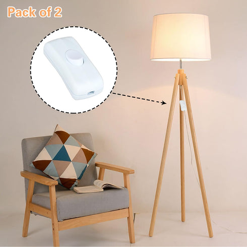 2 Pcs Inline Switch, Cord Appliance White Switch, Button ON Off for Lamp, Rated 2A 250V, Replacement Repair for Control LED Electrical Line Extens...