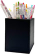 UnionBasic Square Pen Holder, Leather Pencil Cup, Desktop Caddy Stationery Organizer, Black...